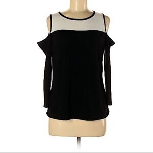 Cable and Gauge Cold Shoulder Sweater